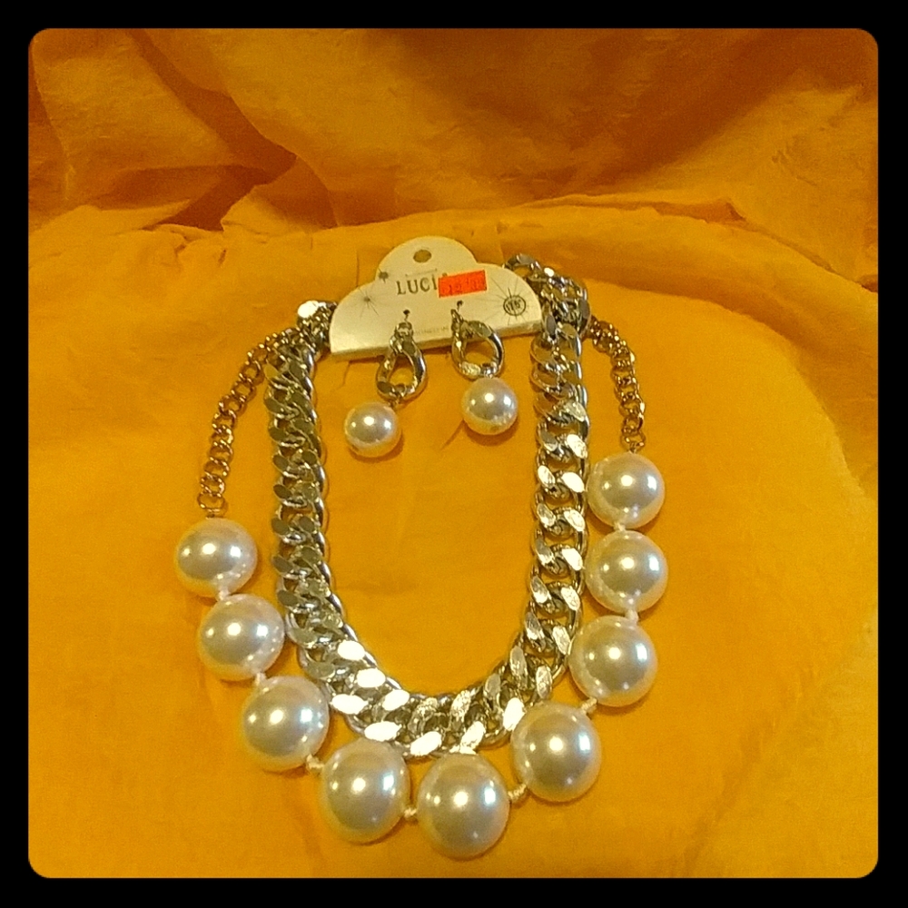 Necklace with matching earrings.